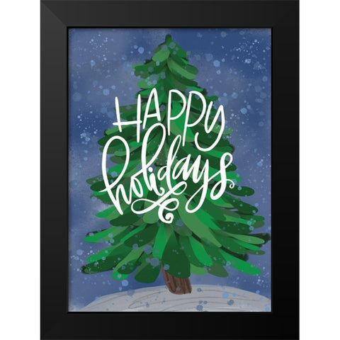 Happy Holidays Black Modern Wood Framed Art Print by Wieners, Valerie