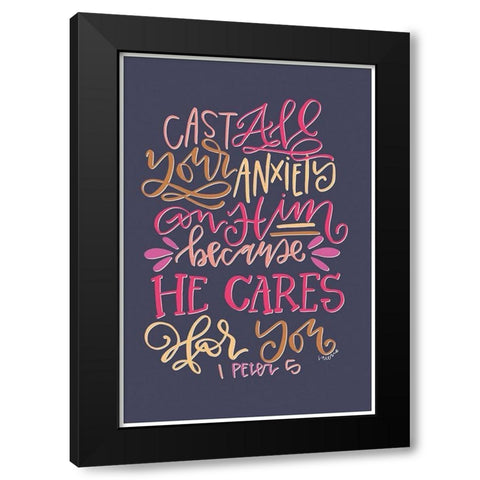 He Cares Black Modern Wood Framed Art Print with Double Matting by Wieners, Valerie