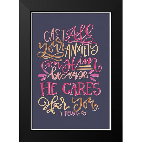 He Cares Black Modern Wood Framed Art Print by Wieners, Valerie