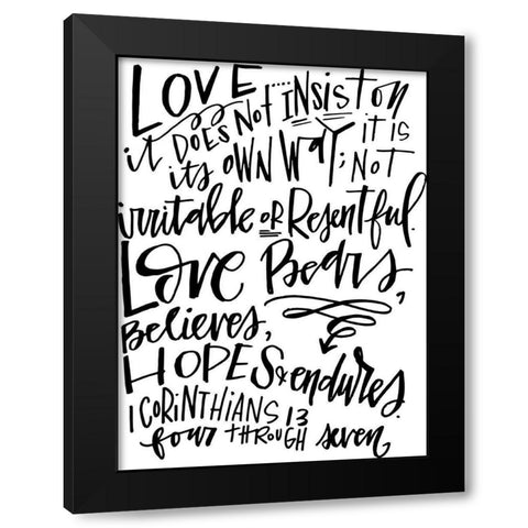 Love Black Modern Wood Framed Art Print with Double Matting by Wieners, Valerie