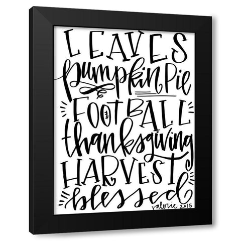 Fall Leaves Football Black Modern Wood Framed Art Print by Wieners, Valerie