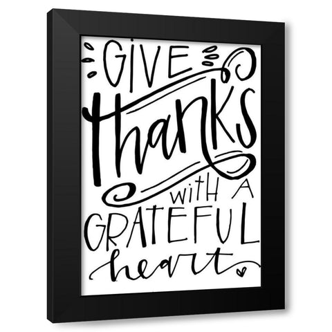 Give Thanks Black Modern Wood Framed Art Print with Double Matting by Wieners, Valerie