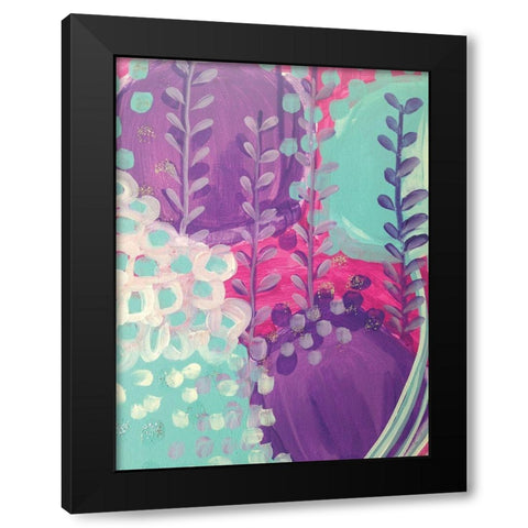 Lavender Abstract Black Modern Wood Framed Art Print by Wieners, Valerie