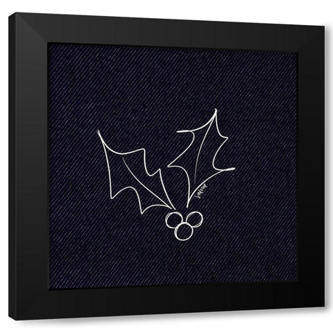 Holly Berry Black Modern Wood Framed Art Print by Wieners, Valerie