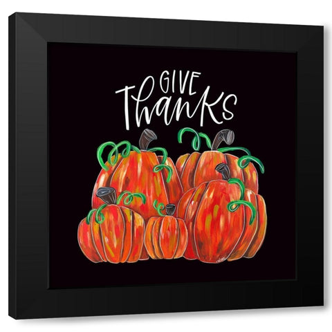 Give Thanks Black Modern Wood Framed Art Print with Double Matting by Wieners, Valerie