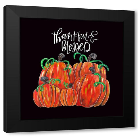 Thankful and Blessed Black Modern Wood Framed Art Print by Wieners, Valerie