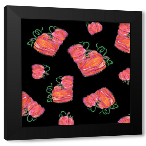 Pumpkin Repeat Black Modern Wood Framed Art Print with Double Matting by Wieners, Valerie