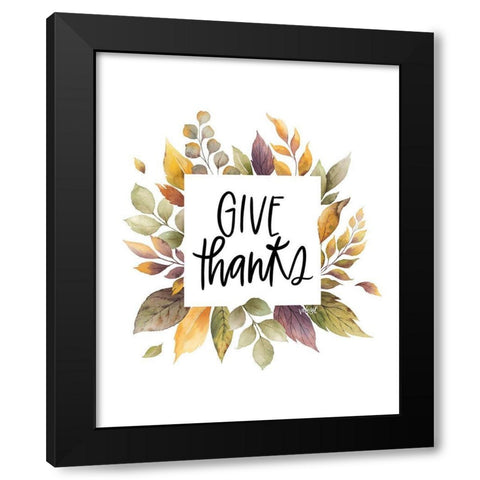 Give Thanks Black Modern Wood Framed Art Print by Wieners, Valerie