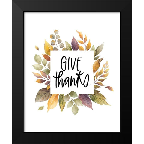Give Thanks Black Modern Wood Framed Art Print by Wieners, Valerie