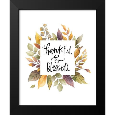 Thankful and Blessed Black Modern Wood Framed Art Print by Wieners, Valerie