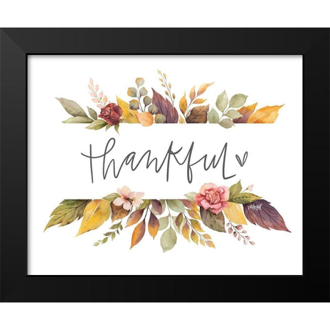 Thankful Banner Black Modern Wood Framed Art Print by Wieners, Valerie
