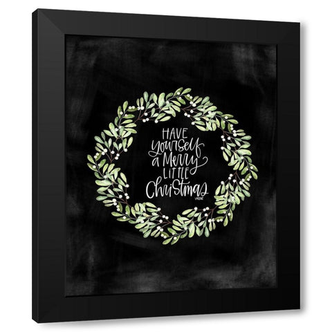 Merry Christmas Black Modern Wood Framed Art Print with Double Matting by Wieners, Valerie