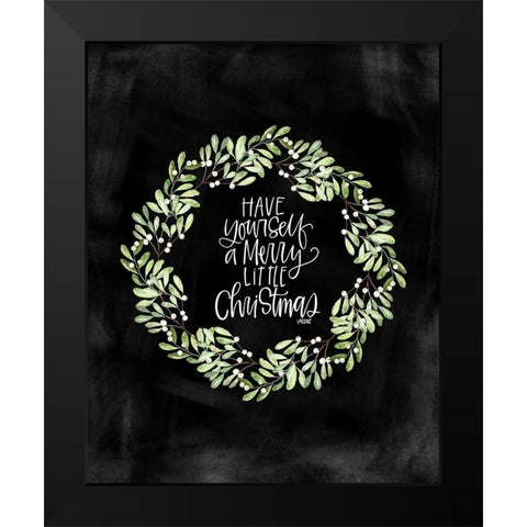 Merry Christmas Black Modern Wood Framed Art Print by Wieners, Valerie