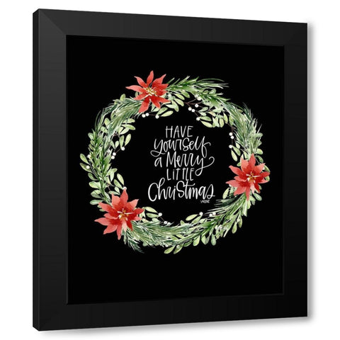 Merry Christmas Black Modern Wood Framed Art Print by Wieners, Valerie