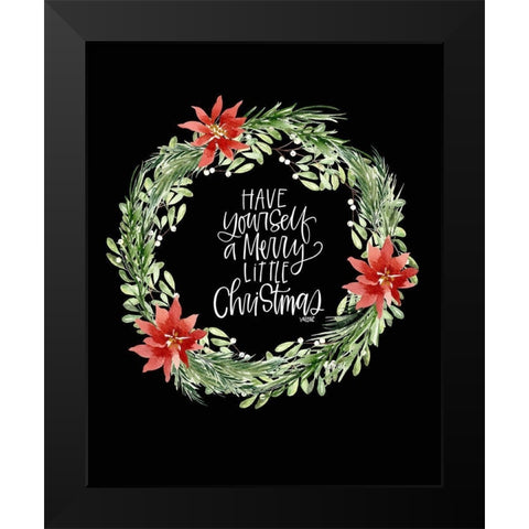 Merry Christmas Black Modern Wood Framed Art Print by Wieners, Valerie