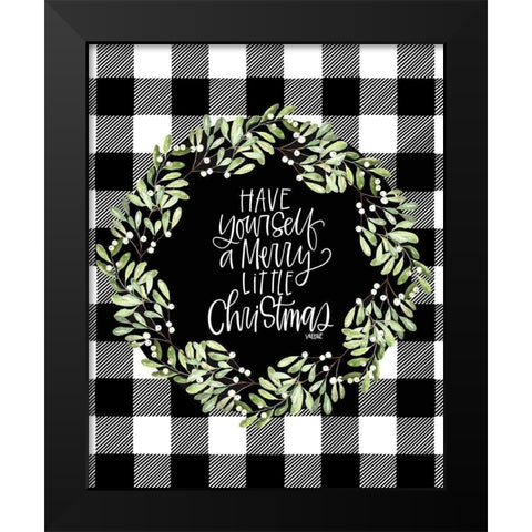 Merry Christmas Black Modern Wood Framed Art Print by Wieners, Valerie