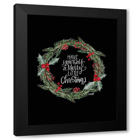 Merry Little Christmas Black Modern Wood Framed Art Print by Wieners, Valerie