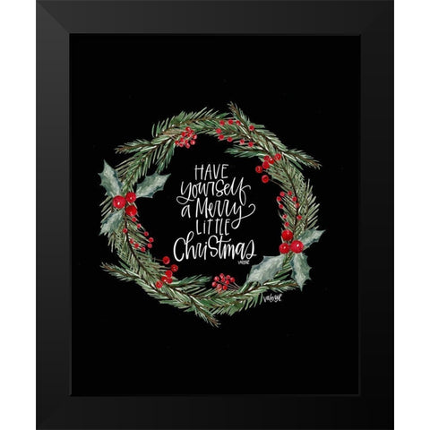 Merry Little Christmas Black Modern Wood Framed Art Print by Wieners, Valerie