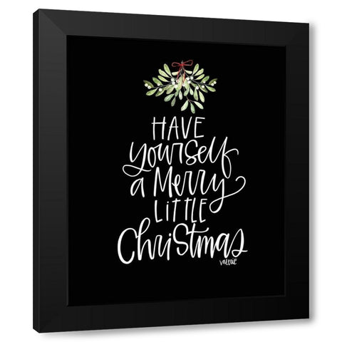 Merry Christmas Mistletoe Black Modern Wood Framed Art Print with Double Matting by Wieners, Valerie
