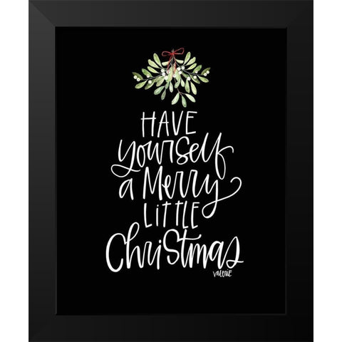 Merry Christmas Mistletoe Black Modern Wood Framed Art Print by Wieners, Valerie