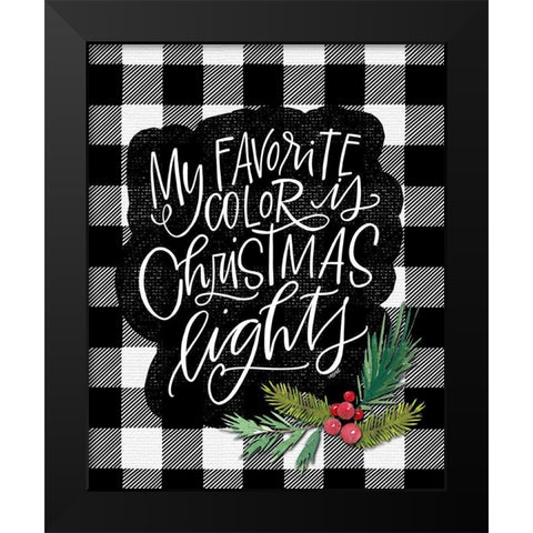 Christmas Lights Black Modern Wood Framed Art Print by Wieners, Valerie