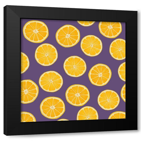 Lemon Pattern Black Modern Wood Framed Art Print with Double Matting by Wieners, Valerie
