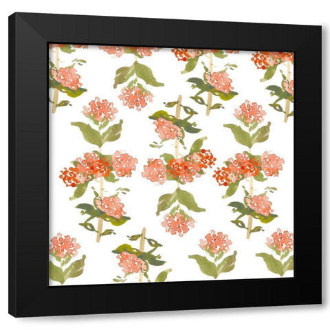 Floral Pattern Black Modern Wood Framed Art Print by Wieners, Valerie