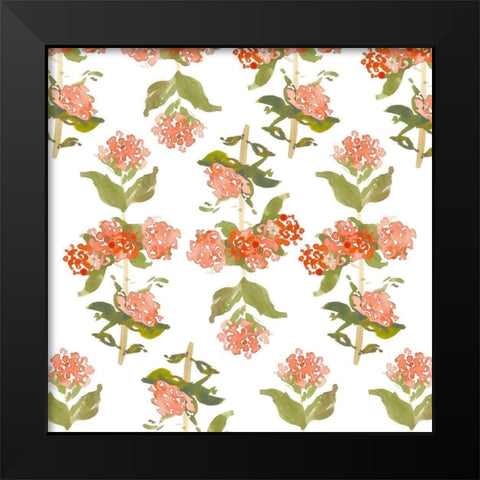 Floral Pattern Black Modern Wood Framed Art Print by Wieners, Valerie