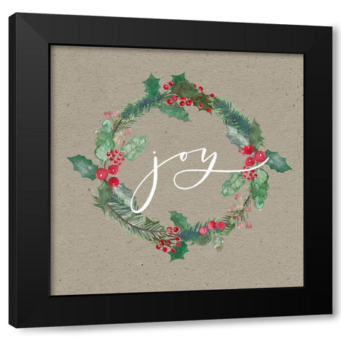 Joy Wreath Black Modern Wood Framed Art Print by Wieners, Valerie