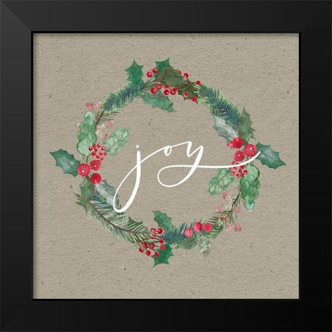 Joy Wreath Black Modern Wood Framed Art Print by Wieners, Valerie