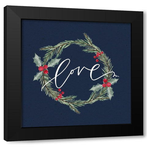 Love Wreath Black Modern Wood Framed Art Print with Double Matting by Wieners, Valerie
