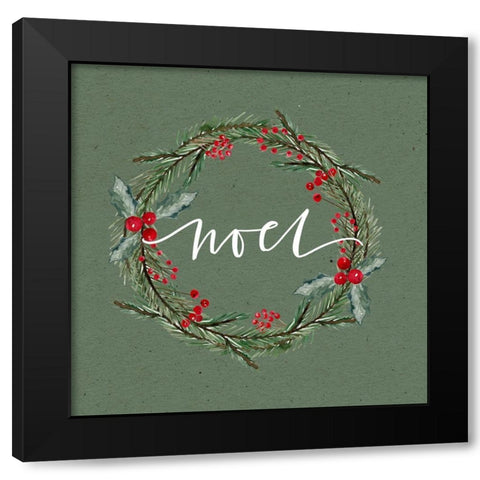 Noel Wreath Black Modern Wood Framed Art Print by Wieners, Valerie