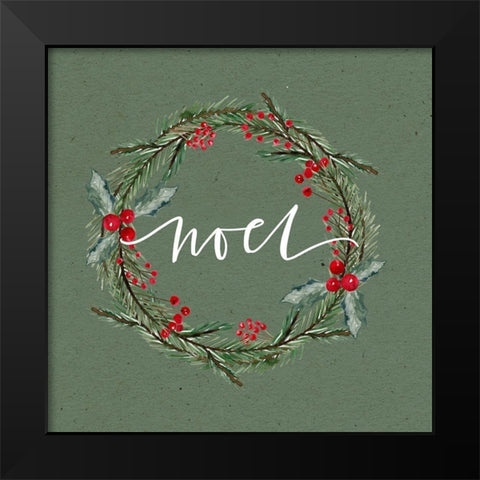Noel Wreath Black Modern Wood Framed Art Print by Wieners, Valerie