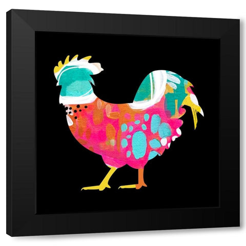 Rooster III Black Modern Wood Framed Art Print with Double Matting by Wieners, Valerie