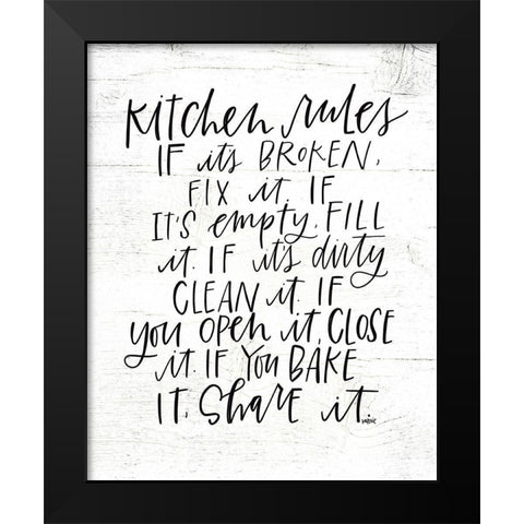 Kitchen Rules Black Modern Wood Framed Art Print by Wieners, Valerie