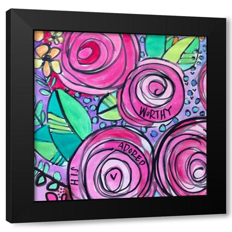 Floral Black Modern Wood Framed Art Print with Double Matting by Wieners, Valerie