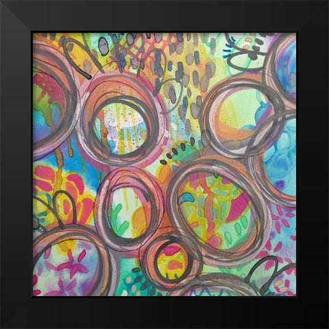 Rounds Black Modern Wood Framed Art Print by Wieners, Valerie