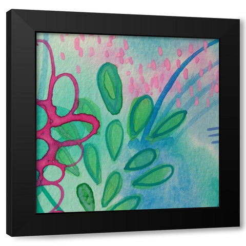 Leafs Black Modern Wood Framed Art Print with Double Matting by Wieners, Valerie