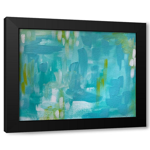 Blue Black Modern Wood Framed Art Print by Wieners, Valerie