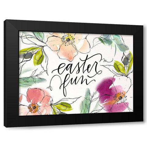 Easter Fun Floral Black Modern Wood Framed Art Print by Wieners, Valerie