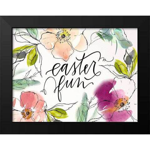 Easter Fun Floral Black Modern Wood Framed Art Print by Wieners, Valerie