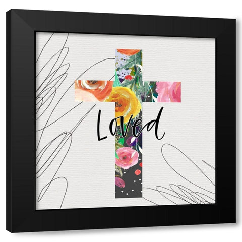 Loved Cross Black Modern Wood Framed Art Print by Wieners, Valerie