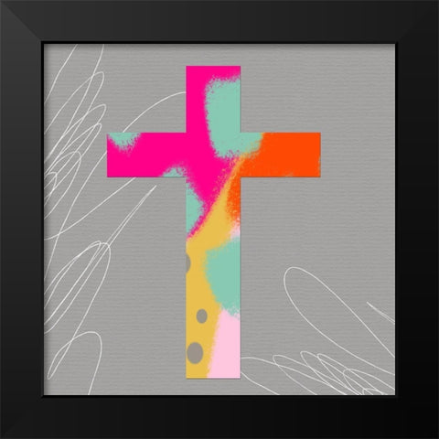 Abstract Cross Black Modern Wood Framed Art Print by Wieners, Valerie