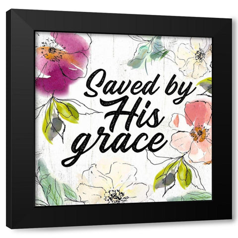Saved by His Grace Black Modern Wood Framed Art Print with Double Matting by Wieners, Valerie