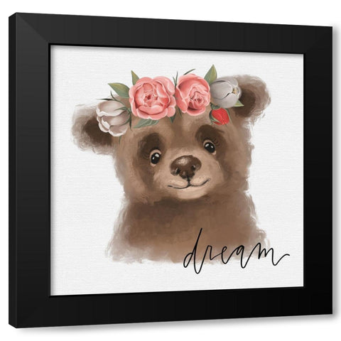 Dream Bear Black Modern Wood Framed Art Print with Double Matting by Wieners, Valerie