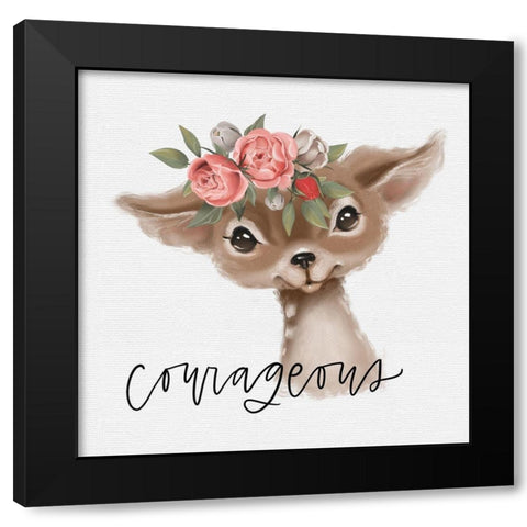 Courageous Deer Black Modern Wood Framed Art Print with Double Matting by Wieners, Valerie