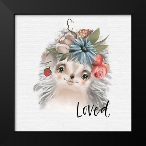 Loved Hedgehog Black Modern Wood Framed Art Print by Wieners, Valerie
