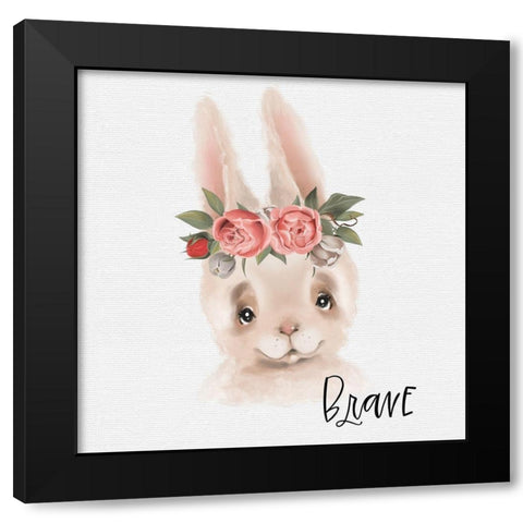 Brave Rabbit Black Modern Wood Framed Art Print with Double Matting by Wieners, Valerie