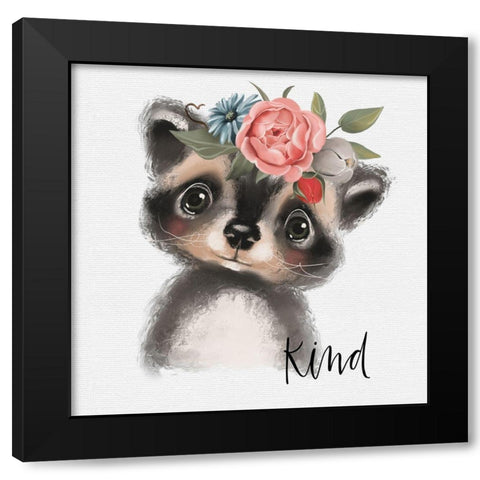 Kind Raccoon Black Modern Wood Framed Art Print by Wieners, Valerie