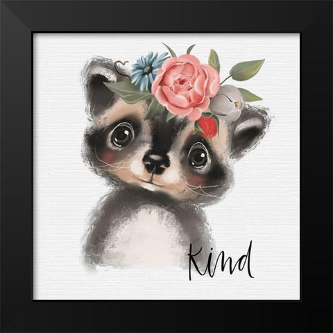 Kind Raccoon Black Modern Wood Framed Art Print by Wieners, Valerie